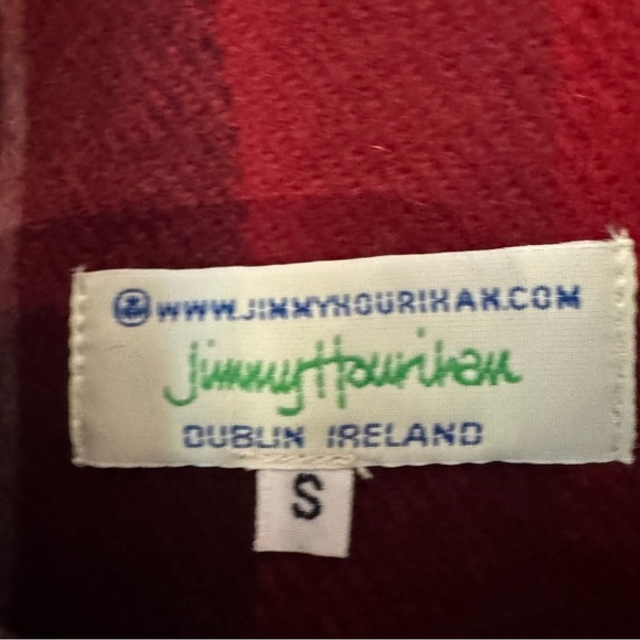 Designer Jimmy Hourihan Dublin Ireland Wool Coat – Red with Plaid Lining S - Picture 7 of 8
